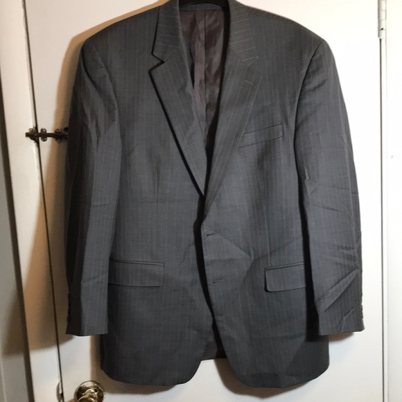 Ralph Lauren Macy’s Men’s store gray stripes suit jacket blazer 42R - Picture 1 of 9